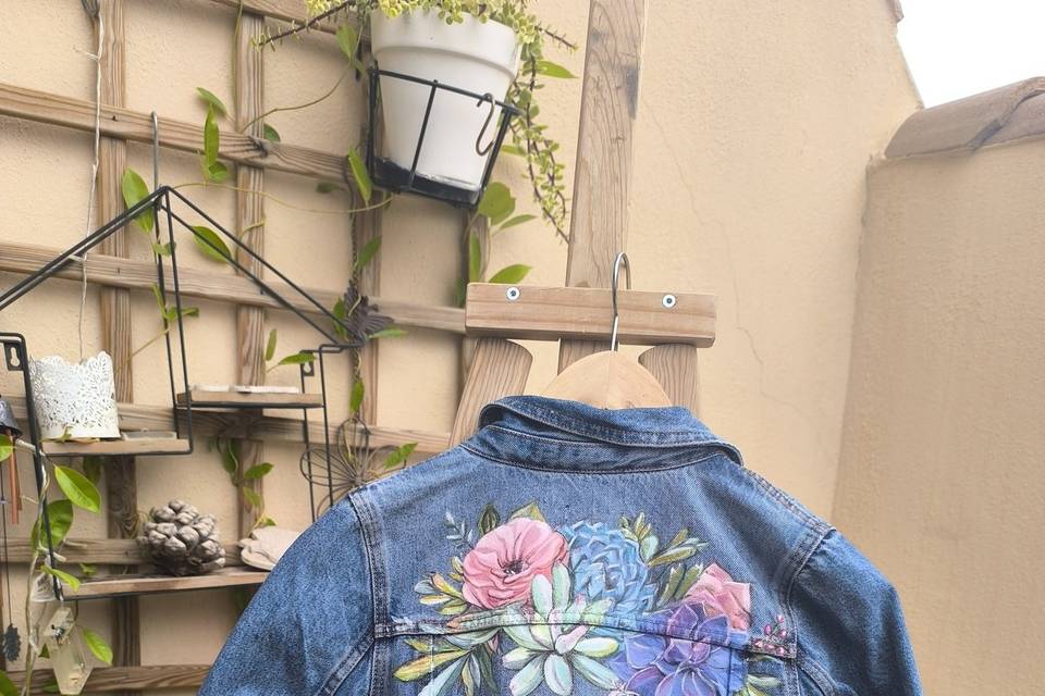 Chaqueta pintada boda novia