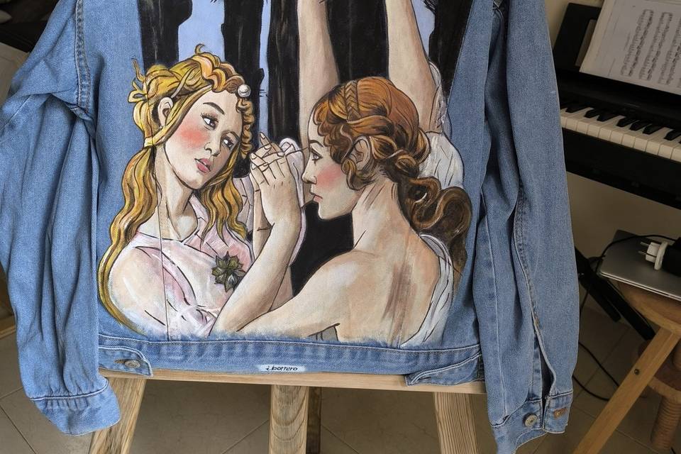 Chaqueta pintada boda novia