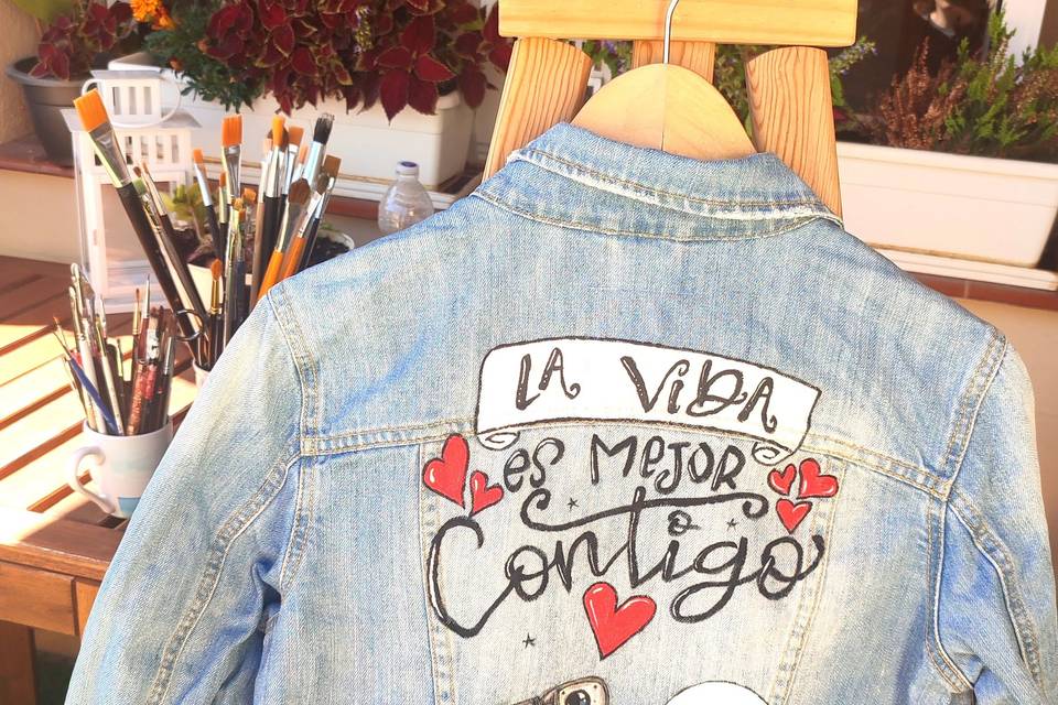 Chaqueta pintada boda novia