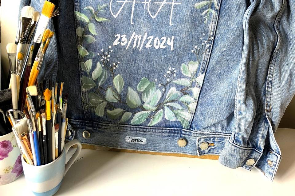 Chaqueta pintada boda novia