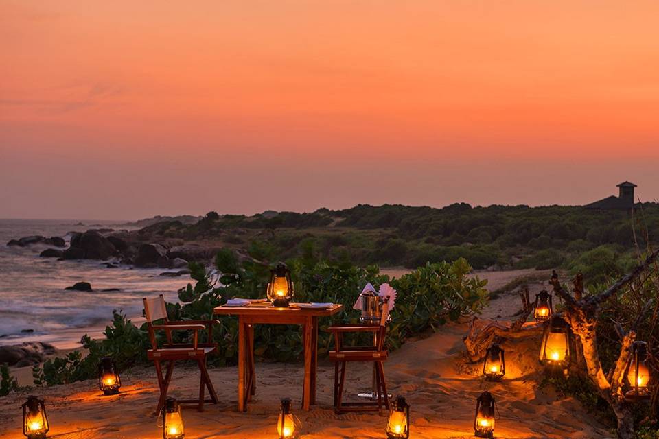 Cena romántica en Sri Lanka