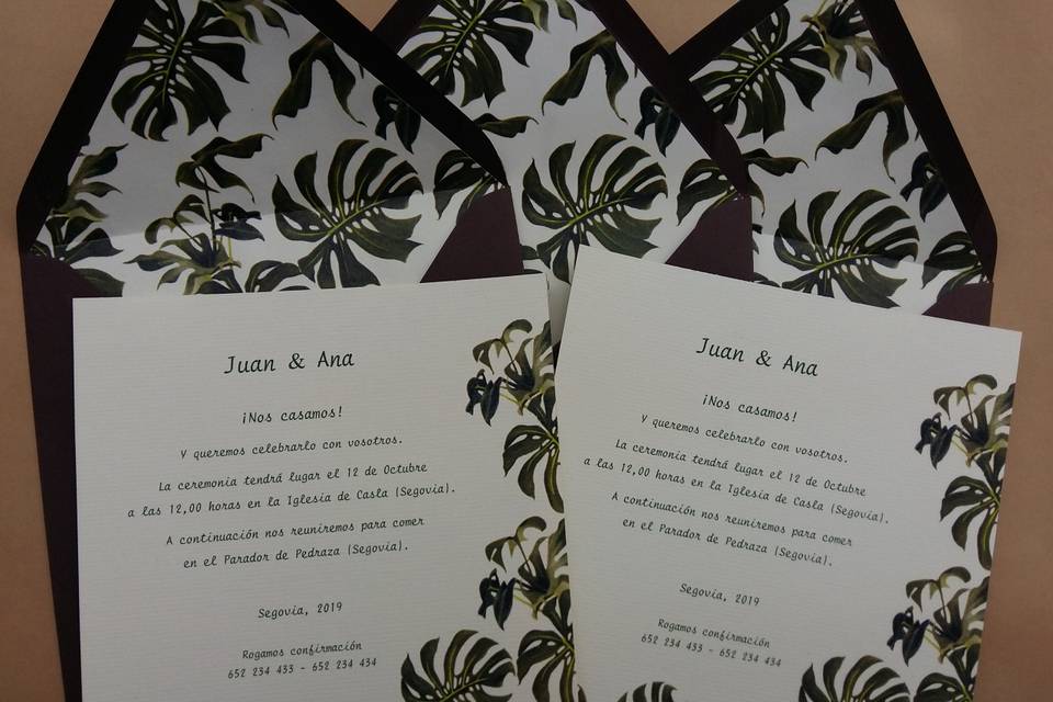 Invitaciones hoja de Adán