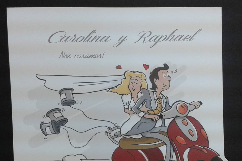 Invitación novios en moto