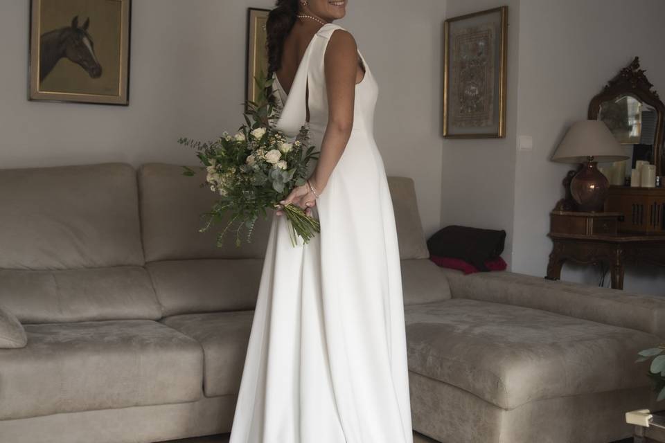 Vestido de novia en casa