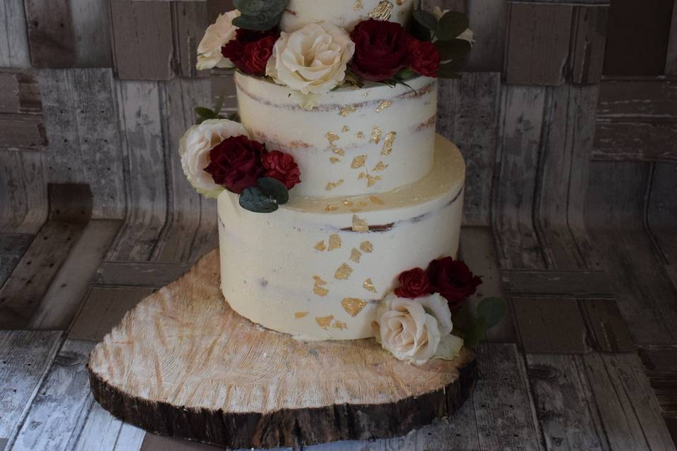 Naked tarta con flores