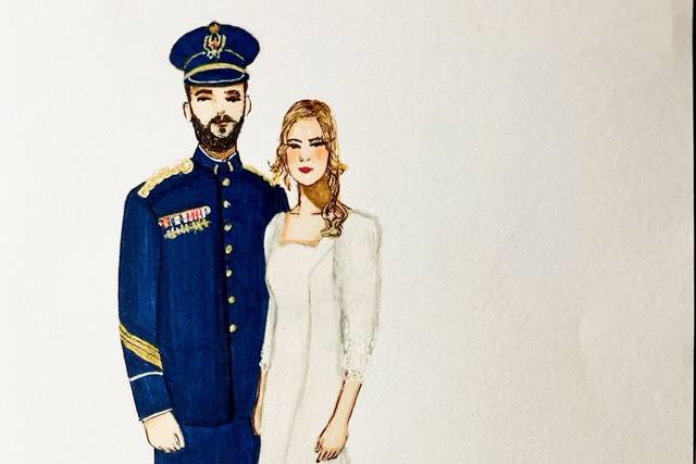 Ilustración de los novios