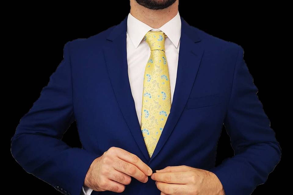 Traje azul con chaleco