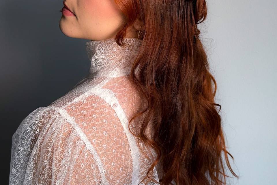 Semi recogido trenzas novia