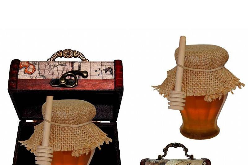 Bote de miel en baúl clásico