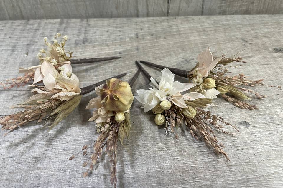 Pins de pelo de flor preservados