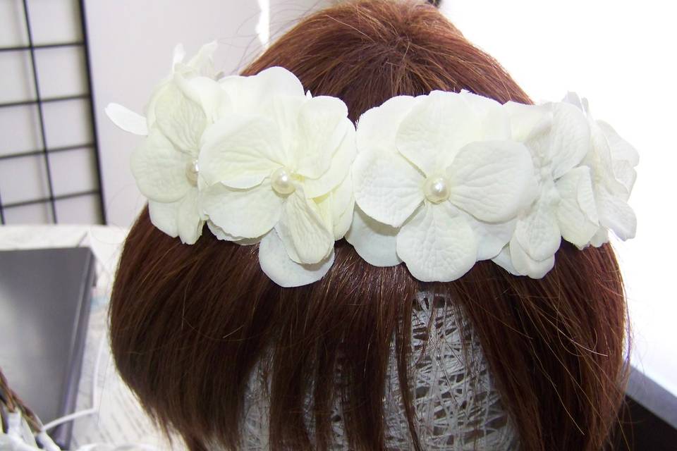 Diademas de flores con perlas