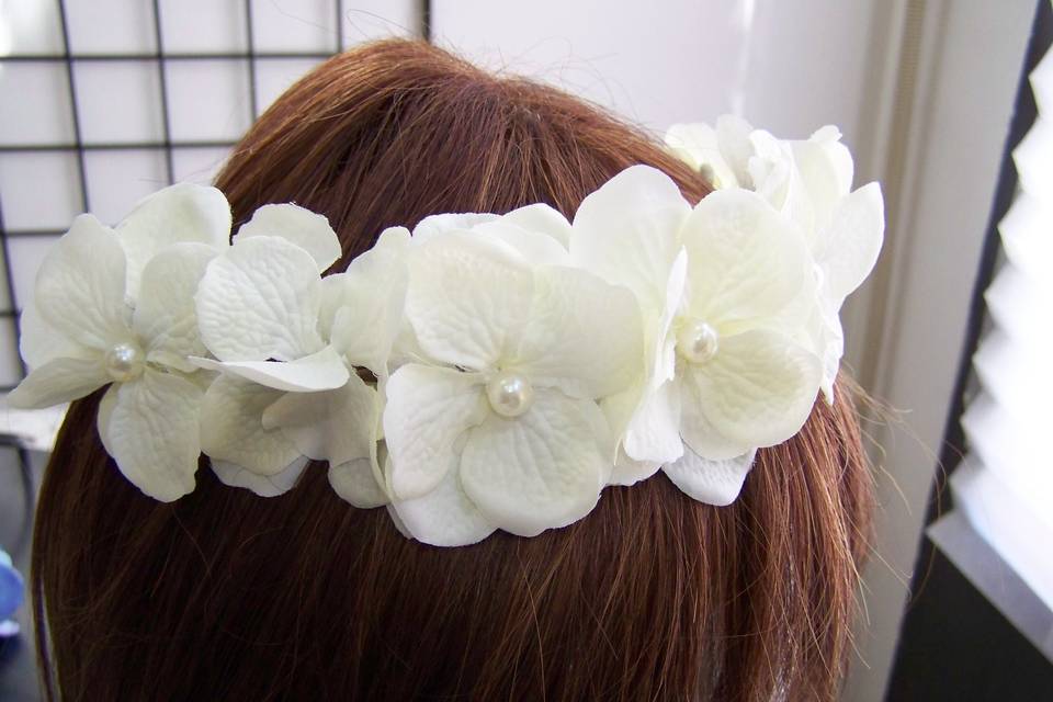 Diademas de flores con perlas