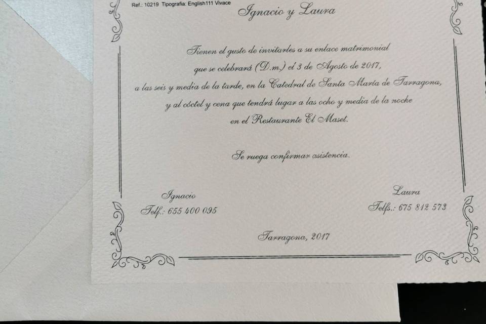 Ejemplo de invitación