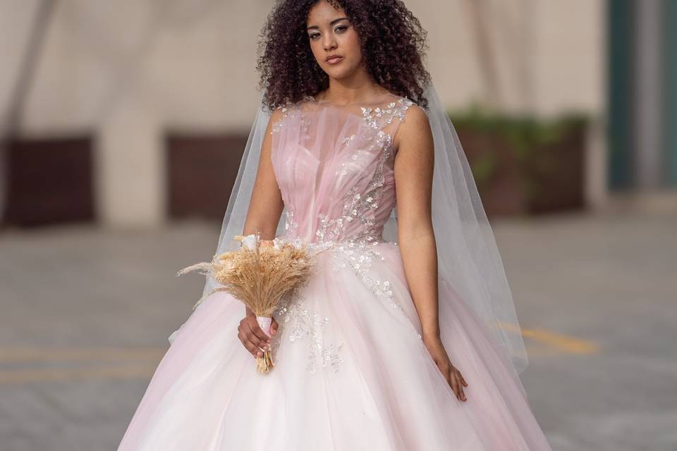 Vestido novia rosa