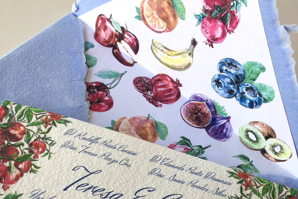 Invitación Papelería frutal