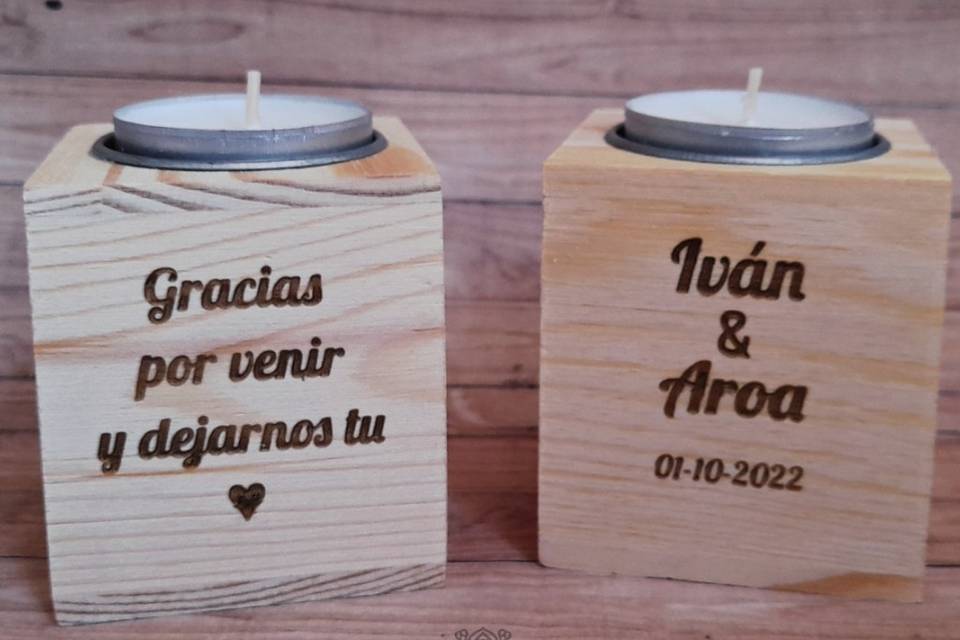 Porta velas madera