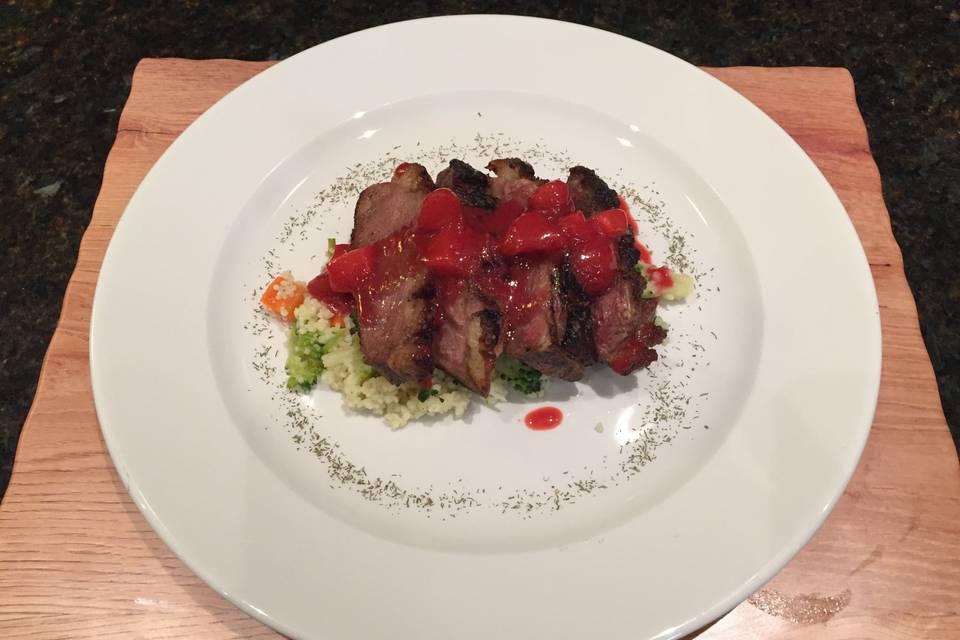 Magret de pato con cous-cous