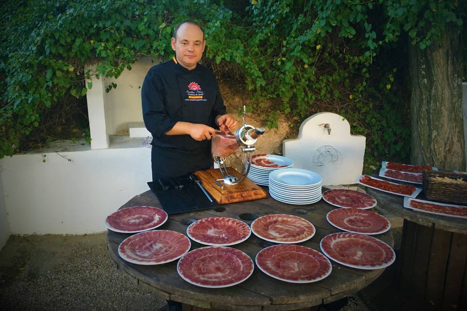 Corte lomo en boda con berkel