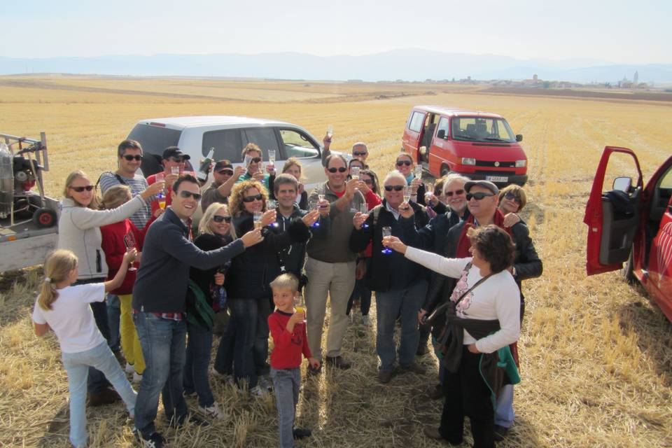 Picnic con cava al aterrizar