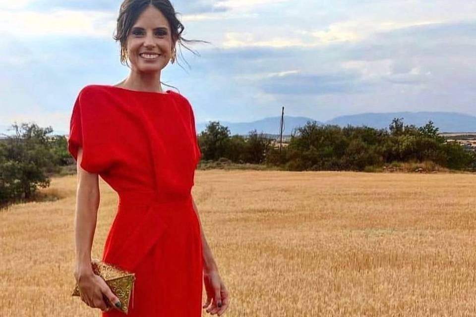Vestido invitada rojo
