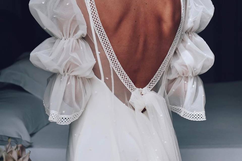 Vestido de novia de plumeti