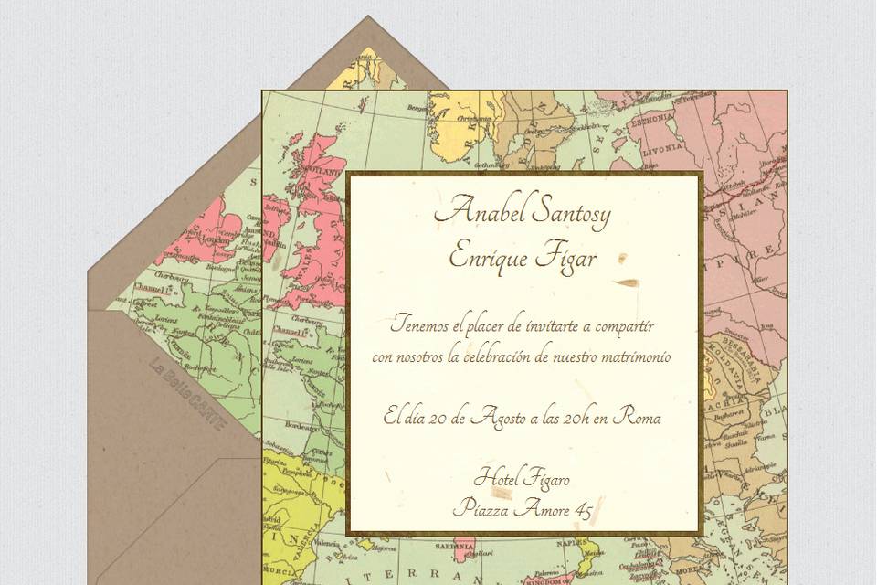 Invitación de boda mapa