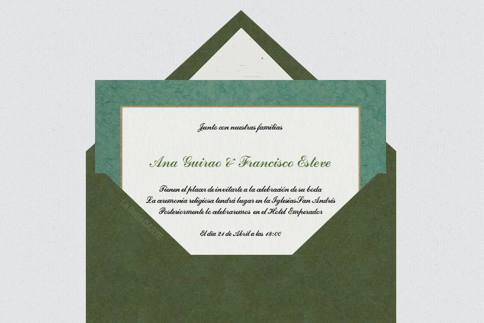 Invitación de boda verdes