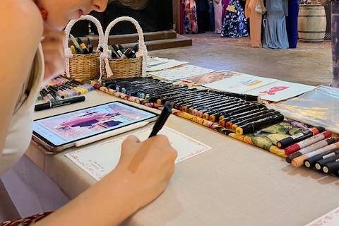 Pintando en la boda