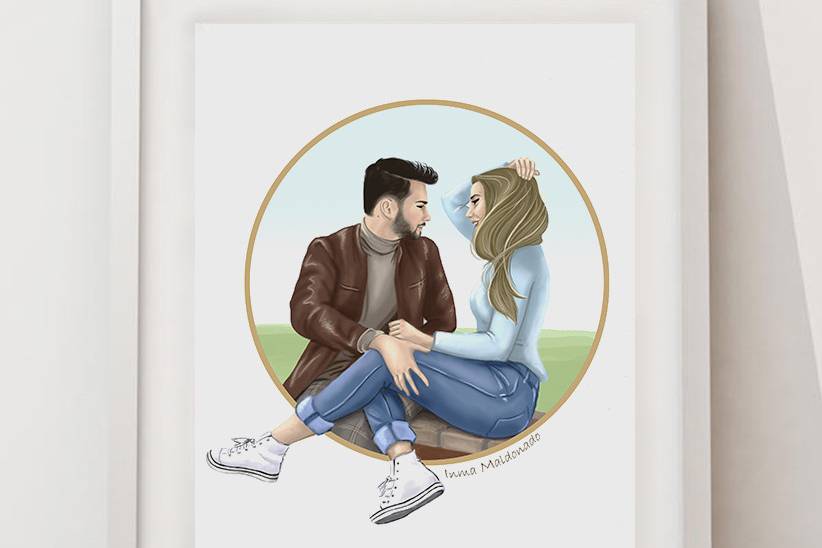Retrato de pareja en círculo