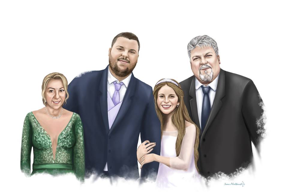 Retrato de boda familiar