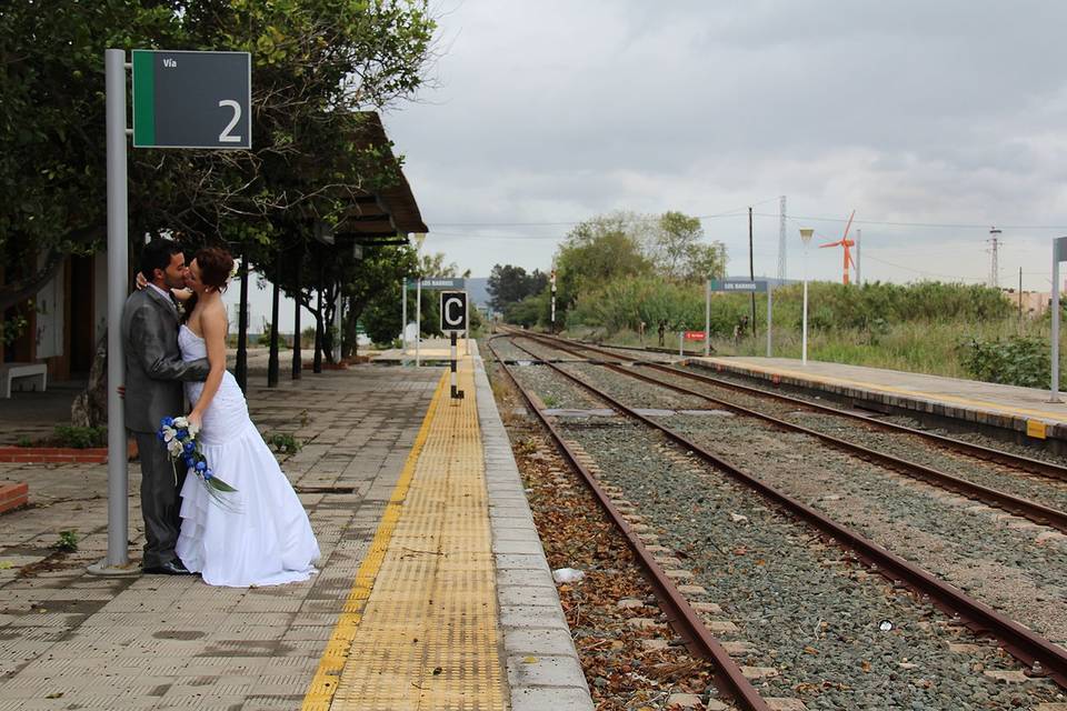 En las vías de tren