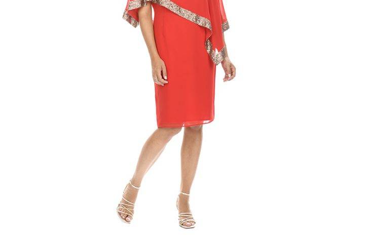 Vestido capa con cenefa de fan