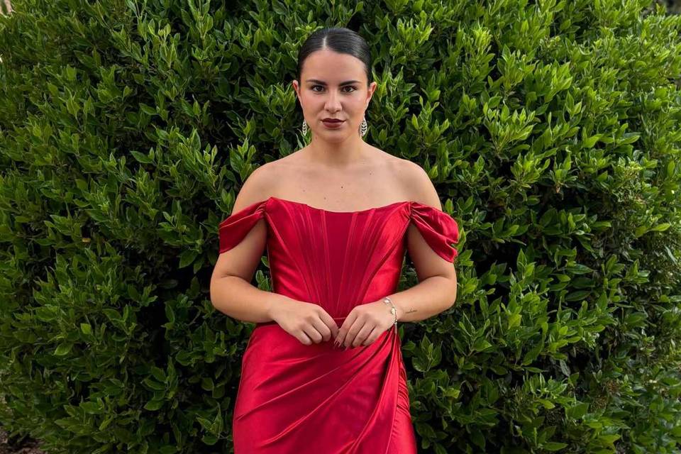 Vestido rojo tipo corse