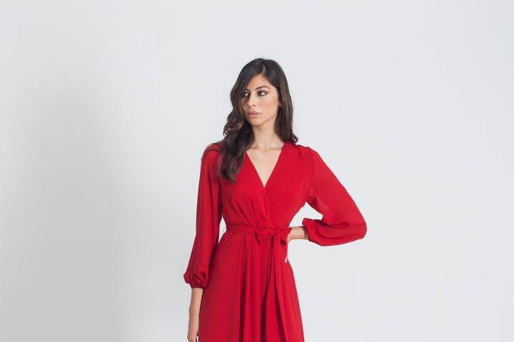 Vestido largo con mangas larga