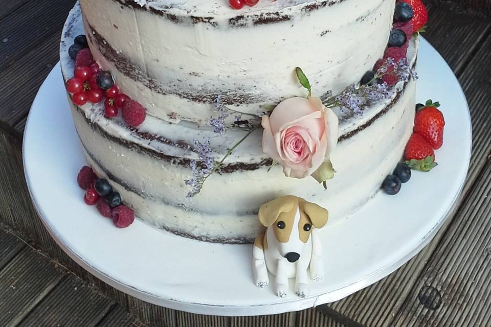 Tarta naked de chocolate blanco