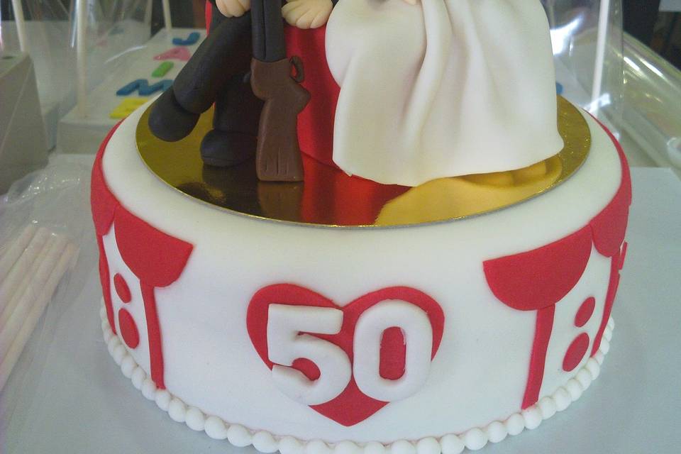 Detalle tarta bodas 50 años