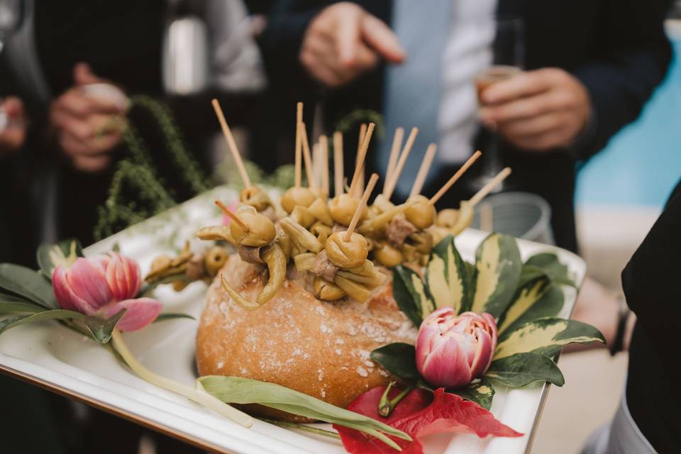 Canapés con flores