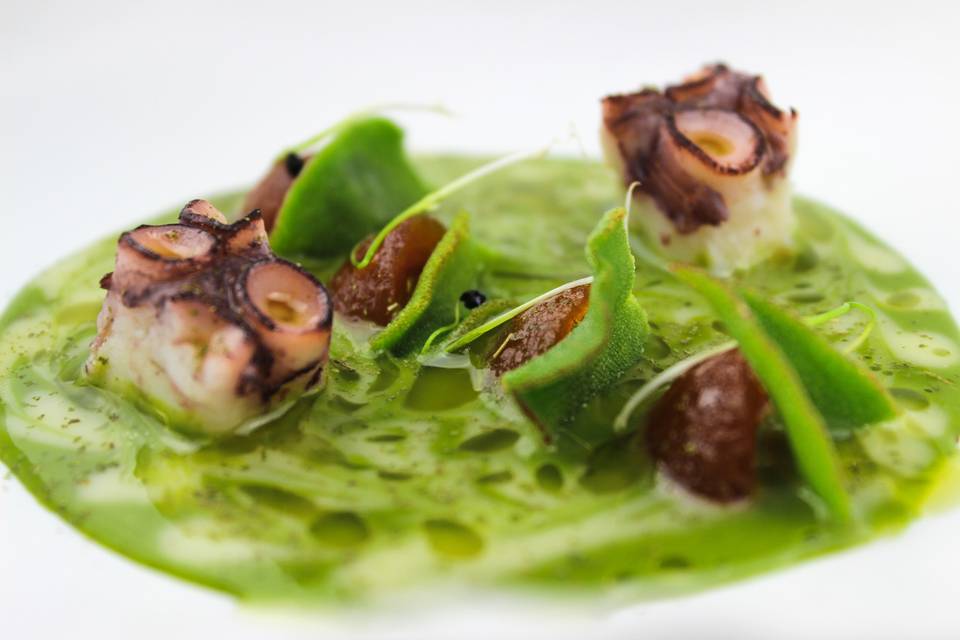 Ensalada verde con pulpo