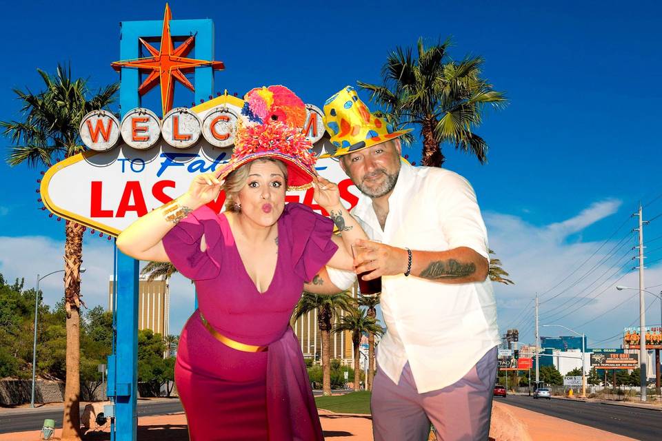 Pareja con fondo Las Vegas