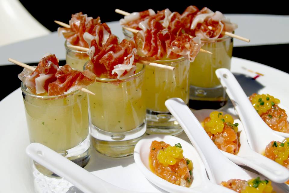 Chupito fresco con ibérico