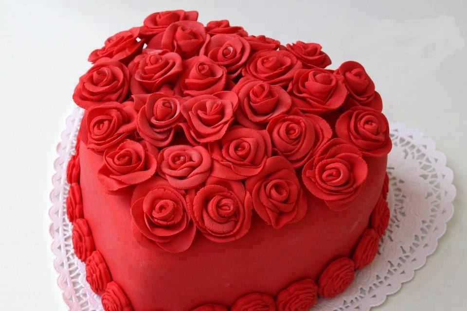 Pastel de fondant de rosas