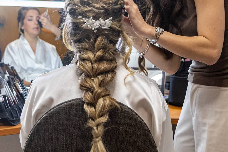 Trenza rubia larga
