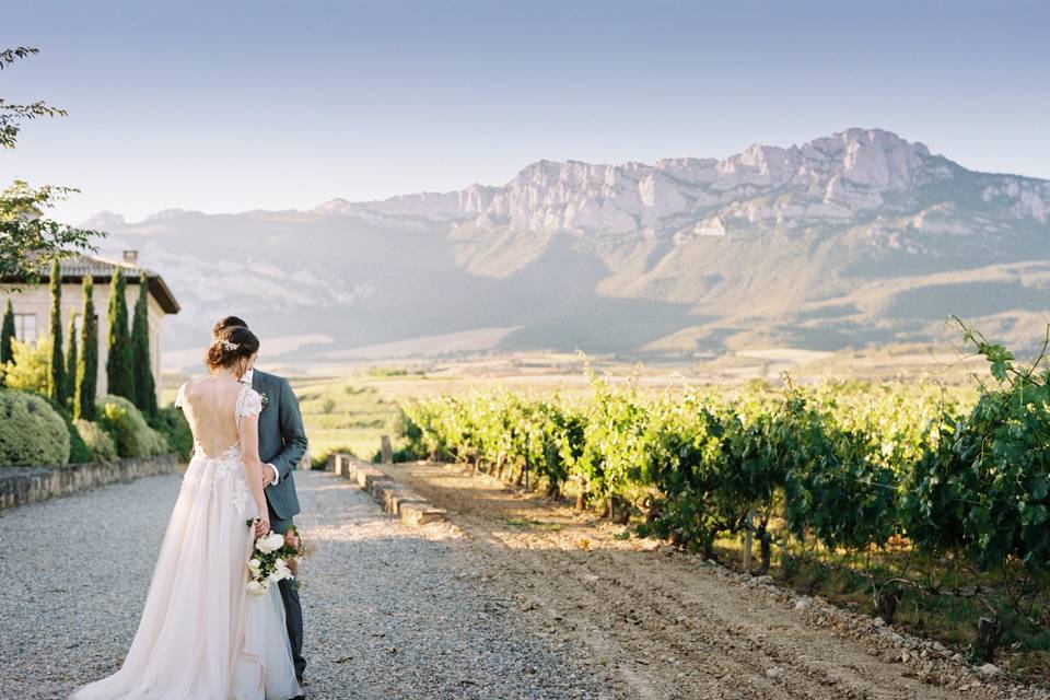 Boda entre viñedos