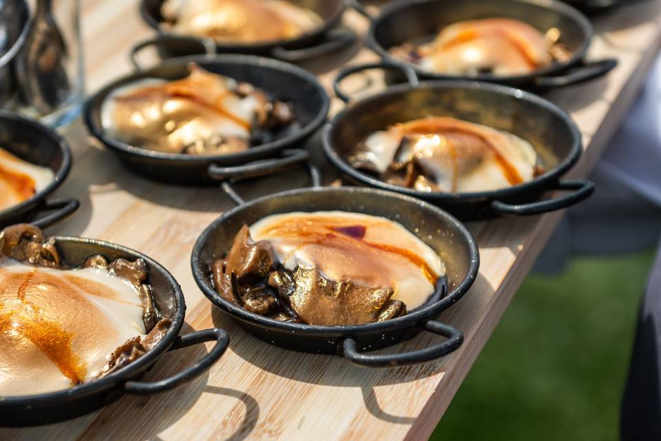 Setas gratinadas con ali oli d