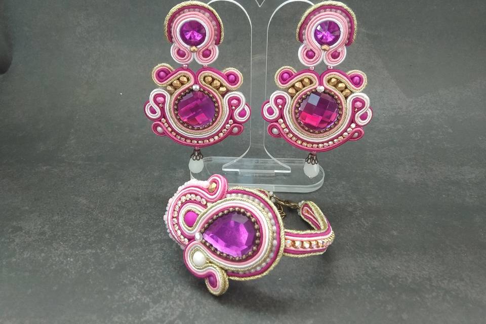 Pendientes flamenca rosa