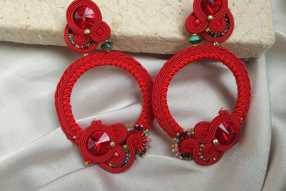 Pendientes rojos flamenca maxi