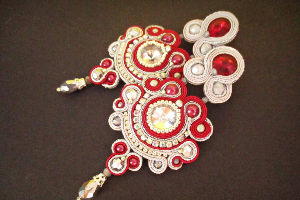 Pendientes soutache burdeos