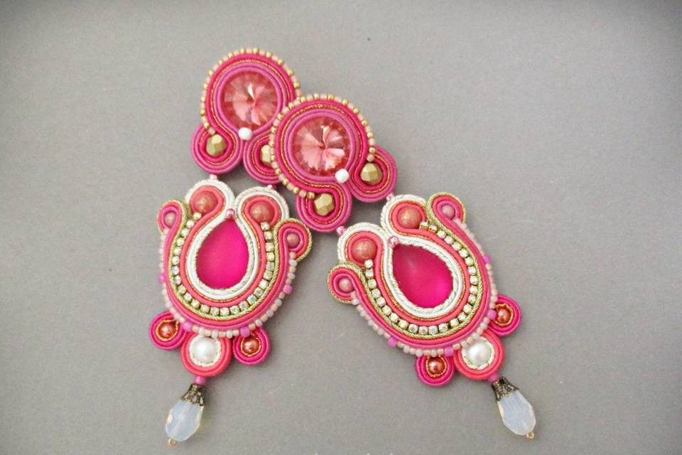 Pendientes soutache fucsia