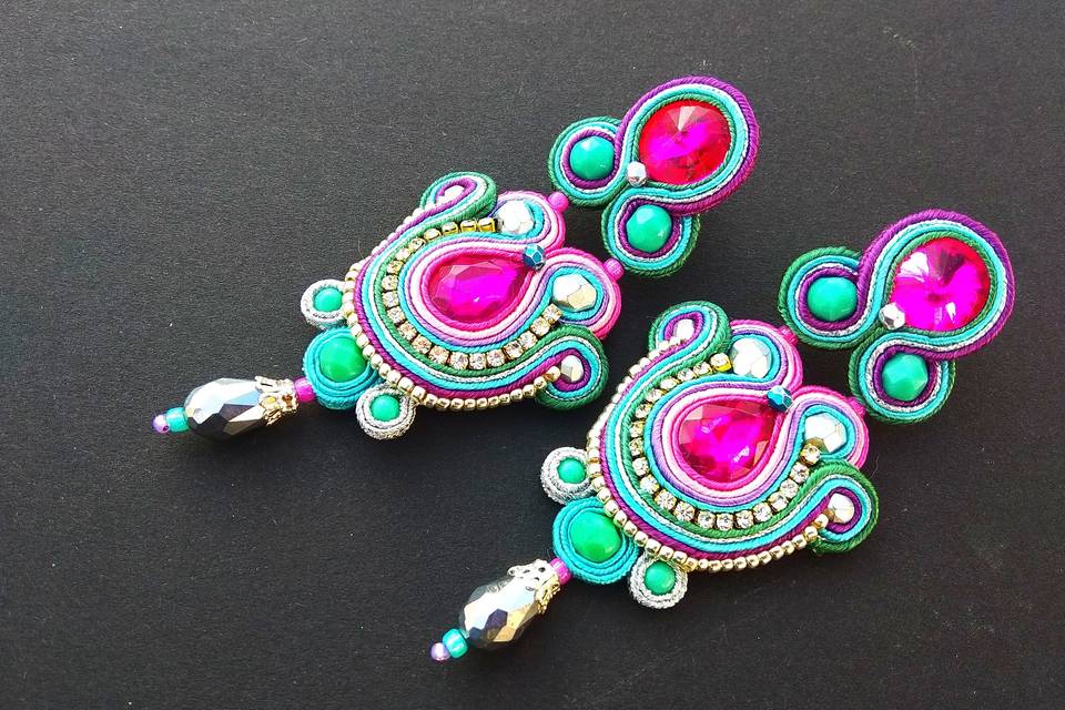 Pendientes soutache multicolor