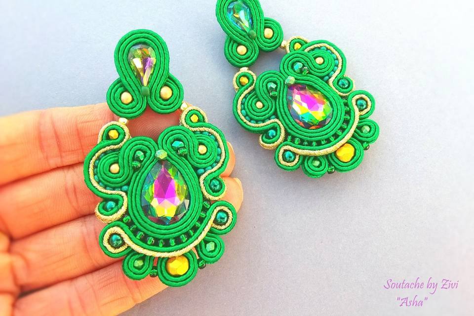 Pendientes soutache verdes